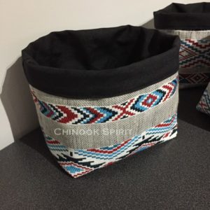 Panier sioux tissu amerindien noir 3 vide poche chinook spirit