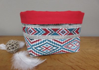 Panier sioux tissu amerindien rouge 2 vide poche chinook spirit