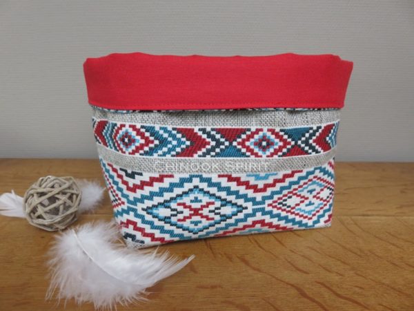 Panier sioux tissu amerindien rouge 2 vide poche chinook spirit