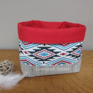 Panier sioux tissu amerindien rouge 3 vide poche chinook spirit