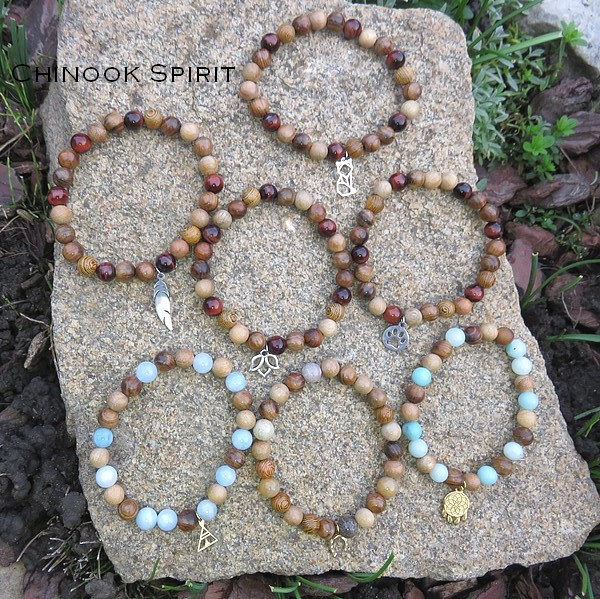 Bracelet perles bois et pierres Chinook Spirit 5195
