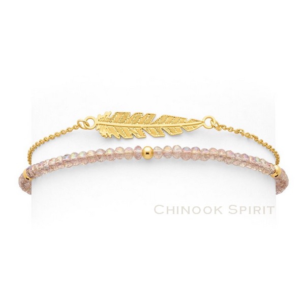 Bracelet plume acier jaune SIOUX cristal Chinook Spirit