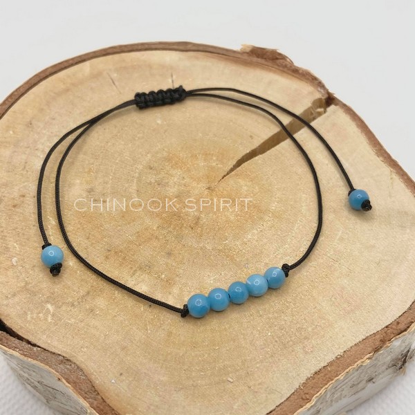 Bracelet Larimar cordon noir pierres naturelles Chinook Spirit 2
