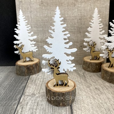 Marque place deco bois sapin cerf Chinook Spirit 4799