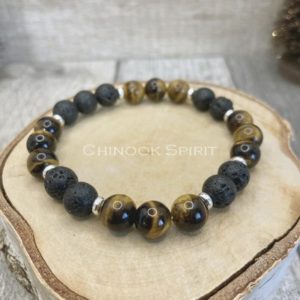 Bracelet Oeil tigre pierre de lave Chinook Spirit 5792