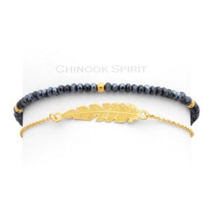 Bracelet plume acier jaune SIOUX cristal nuit Chinook Spirit