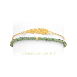 Bracelet plume acier jaune cristal vert Chinook Spirit