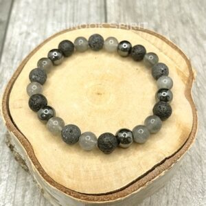 Bracelet 24 perles pierre lave hematite labra 8798 Chinook Spirit